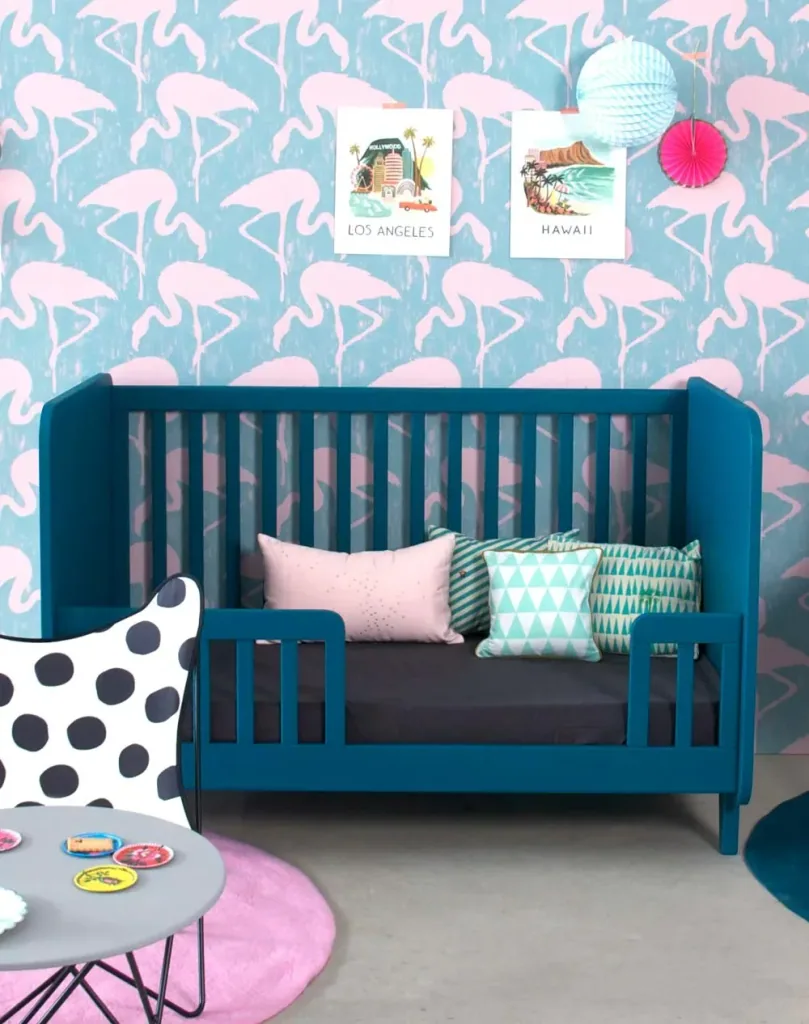 Laurette Babybett 70 x 140 cm Accroche Coeur, Farbe: grau grün