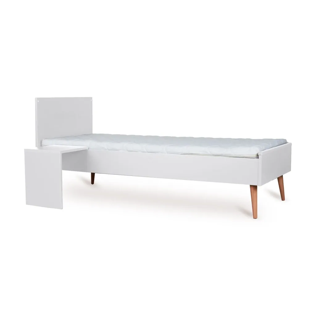 Quax Cocoon Junior Kit 170x70 cm | Umbauset für Cocoon Babybett zum Juniorbett | Mit Nachttisch & Bettgitter-Option, Farbe: Eisweiss