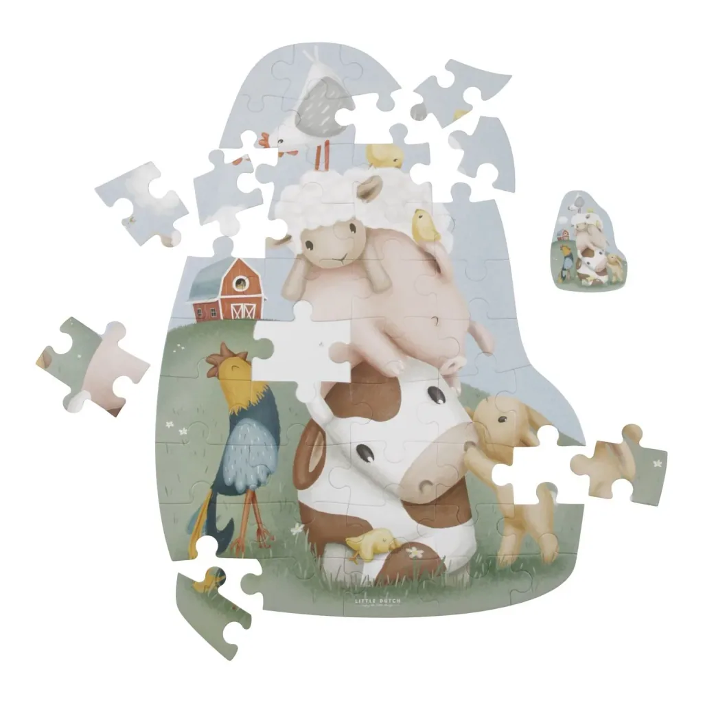 Little Dutch Bodenrätsel, Bodenpuzzle Little Farm - 42-teiliges Puzzle für Kinder ab 3 Jahren