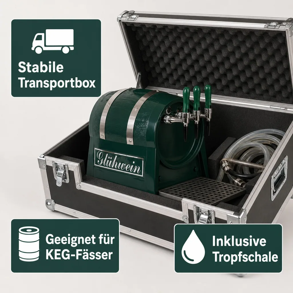 Glühweinzapfanlage, Getränke durchlauferhitzer - mit integriertem Luftkompressor, Fassform, 3-leitig 6 kW