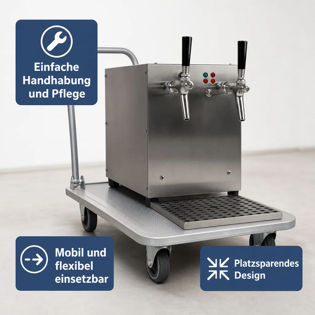 Glühweinzapfanlage, Getränke durchlauferhitzer - mit integriertem Luftkompressor, Edelstahl, 2-leitig 6kW