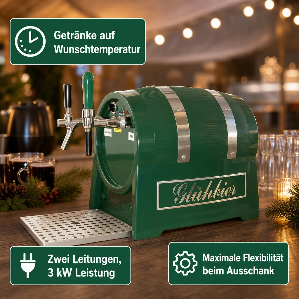 Glühweinzapfanlage, Getränke durchlauferhitzer Kombigerät - 2-leitig 3 kW