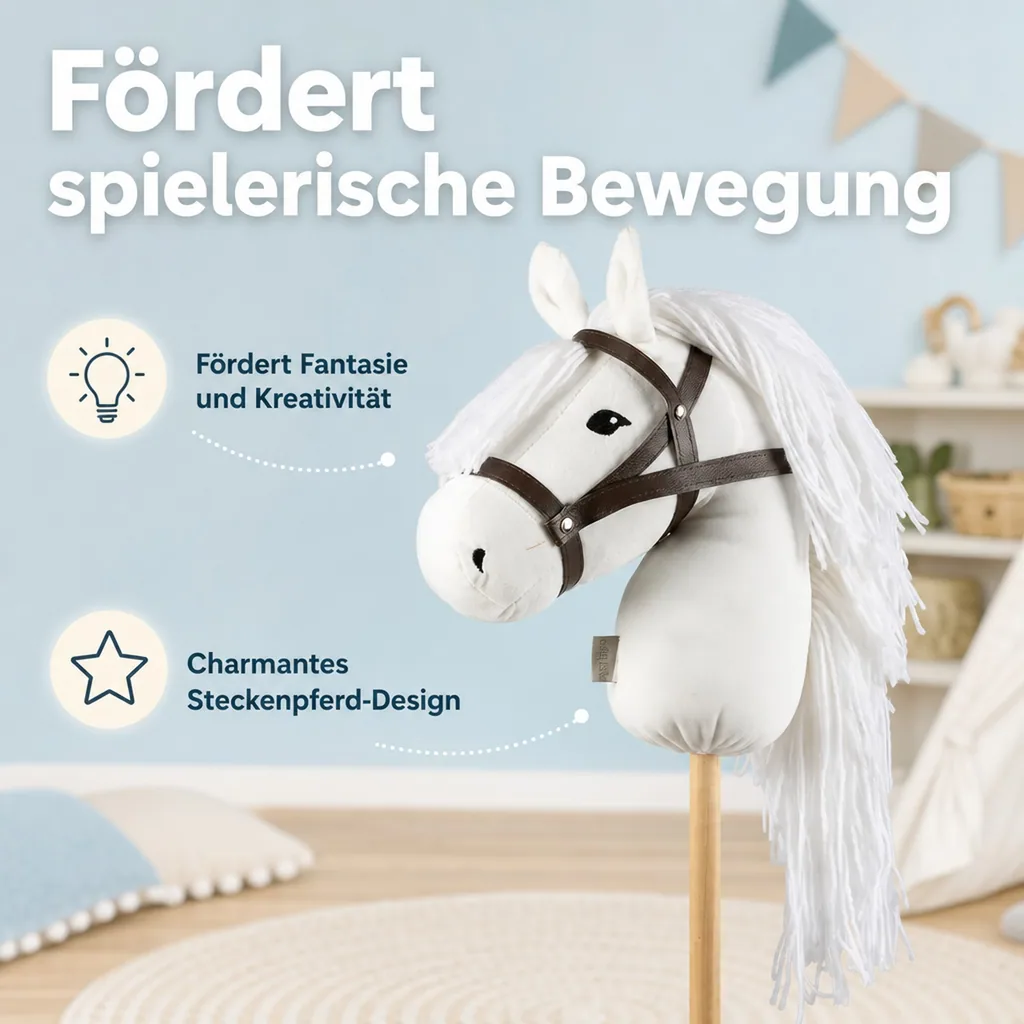 by Astrup Hobby Horse Steckenpferd weiss