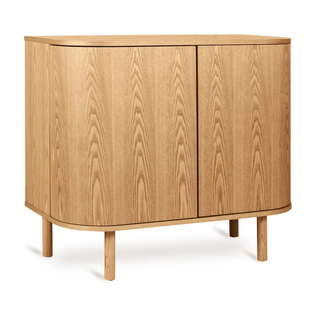 Quax Yume Kommode mit Eschenholzbeinen und MDF-Türen, Schiebesystem und Soft-Close-Funktion, Farbe: Naturasche