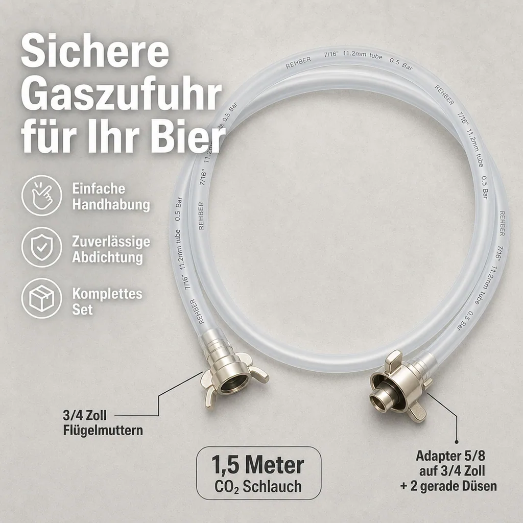 CO2 Schlauch - komplett, 1.5 m lang