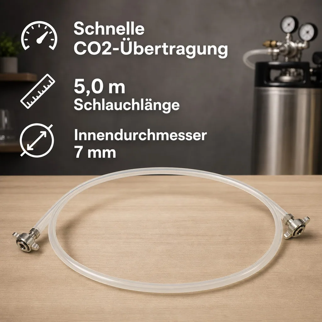 CO2 Schlauch - Komplett, 5.0 m Länge