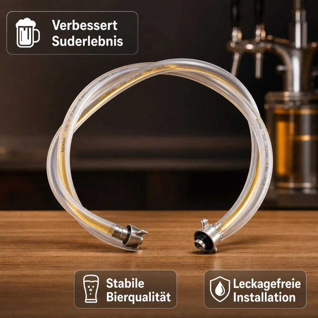 Bierleitung, Bierschlauch - komplett, 7mm, 1.5m