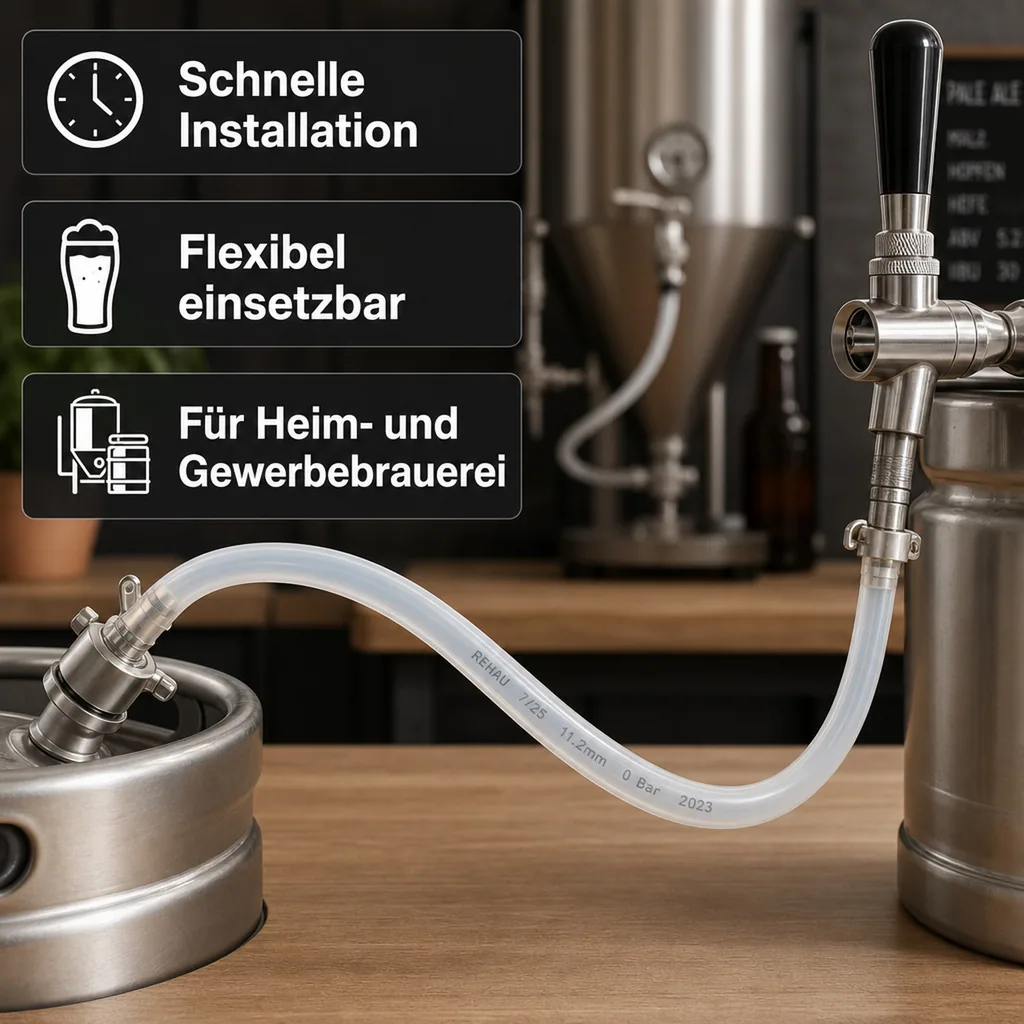 Bierleitung, Bierschlauch - komplett, 7mm, 1.5m