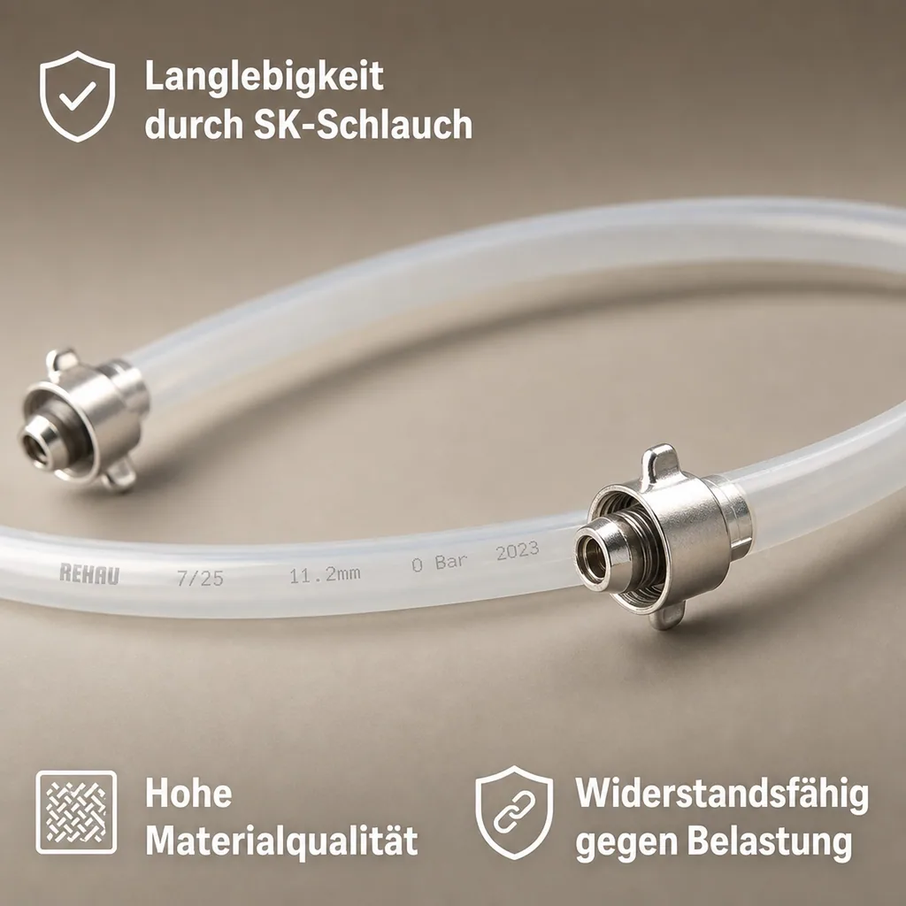 Bierleitung, Bierschlauch - komplett, 7mm, 1.5m