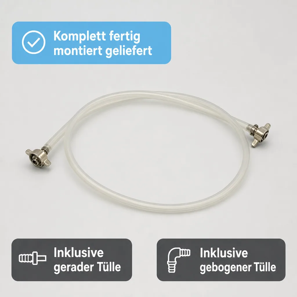 Bierleitung, Bierrohr, Brauereischlauch, Bierschlauch - 7 mm, komplett, 5,0 m