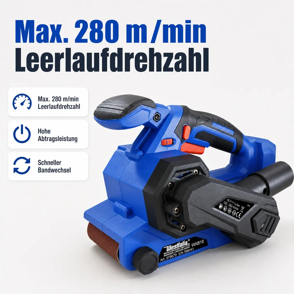 Bandschleifer WABS18 18 Volt (ohne Akku und Ladegerät)