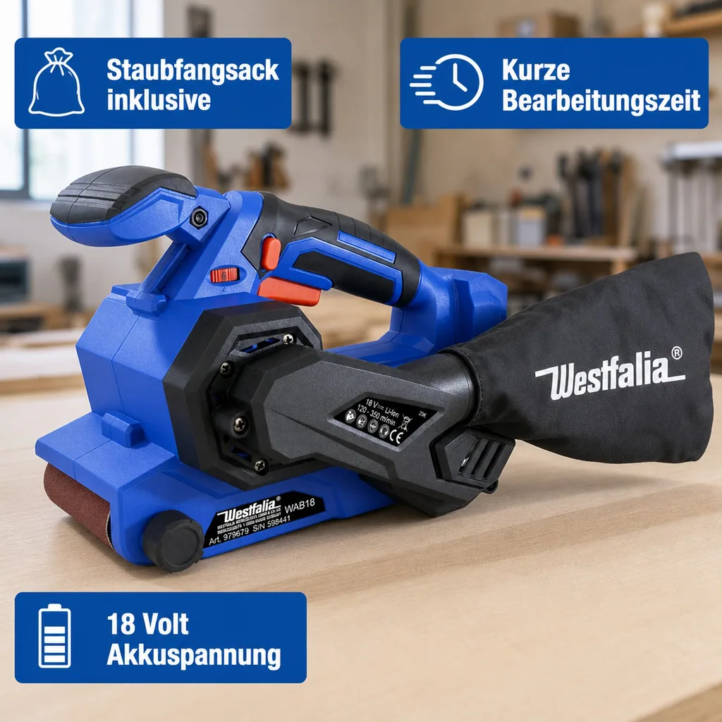Bandschleifer WABS18 18 Volt (ohne Akku und Ladegerät)
