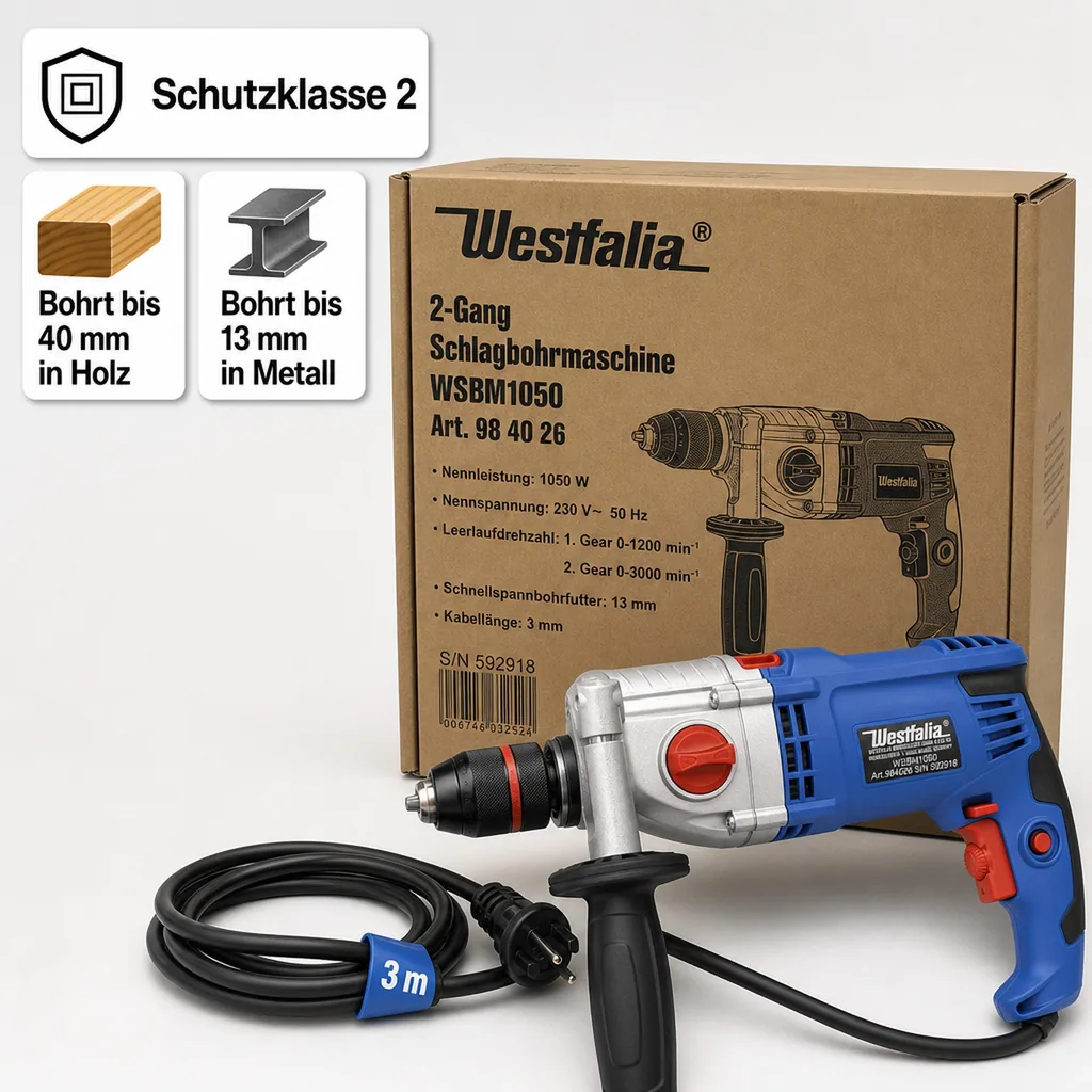 2-Gang Schlagbohrmaschine WSBM1050