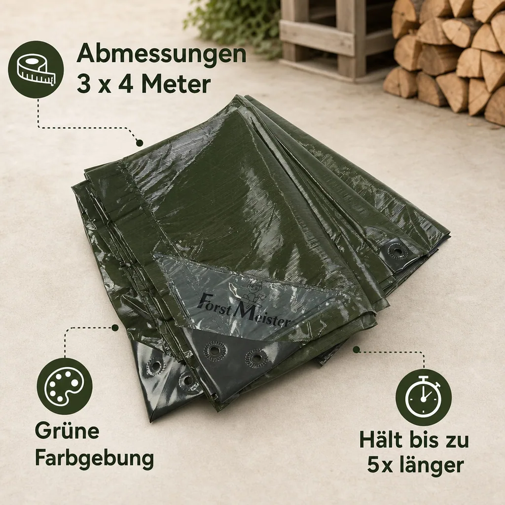 Abdeckplane, Grün, 3 x 4 m, 80 g