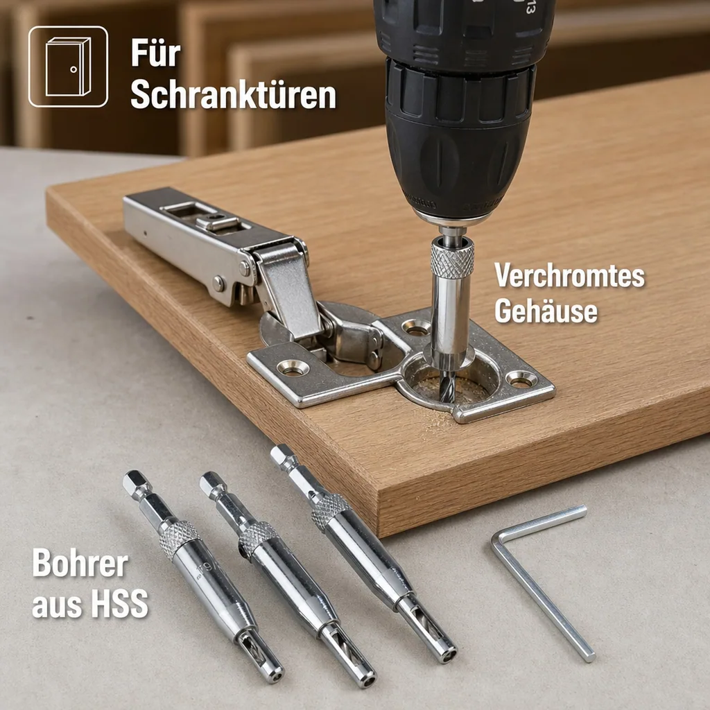 Türscharnierbohrer-Set, 5-teilig