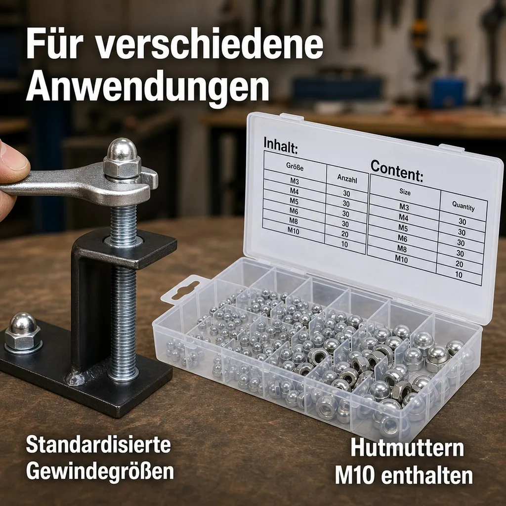 Hutmuttern-Sortiment, 150-tlg.
