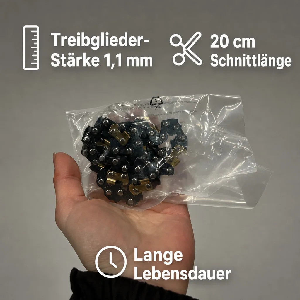 Titan-Sägekette für 20 cm Schwert, 33 Glieder, Stärke 1,1 mm, Teilung 3/8"