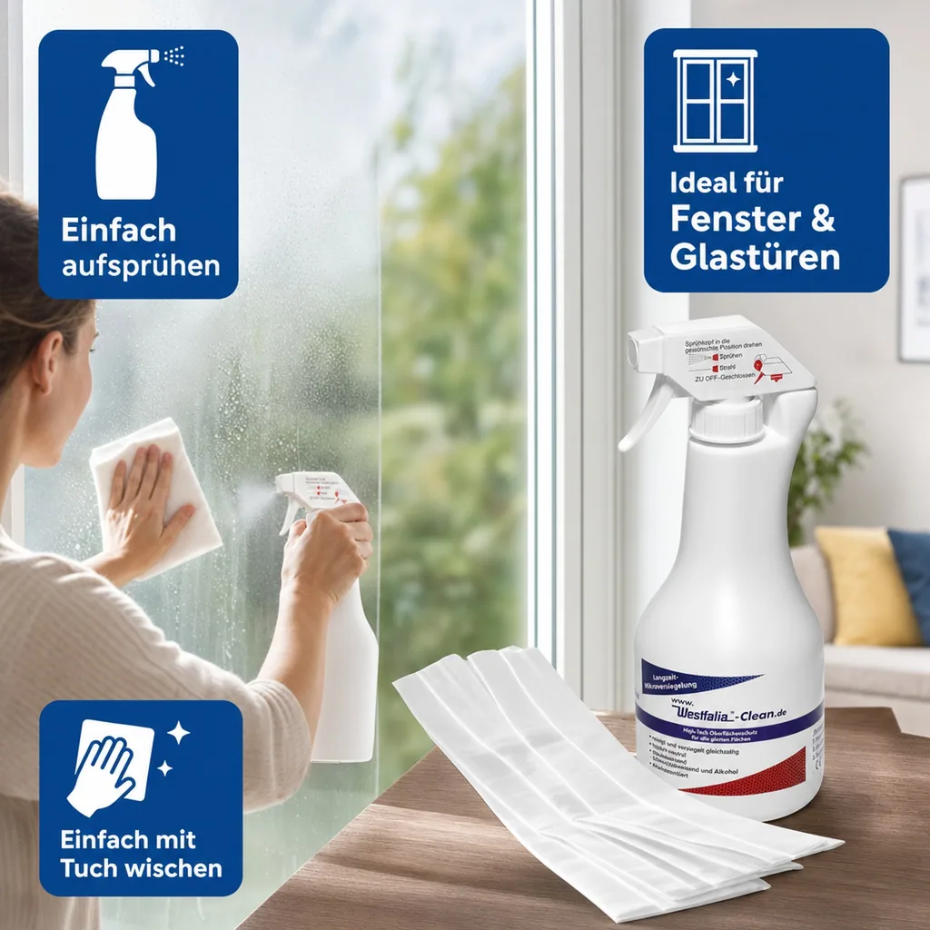 Fensterreiniger Clean,500 ml mit Vliestuch