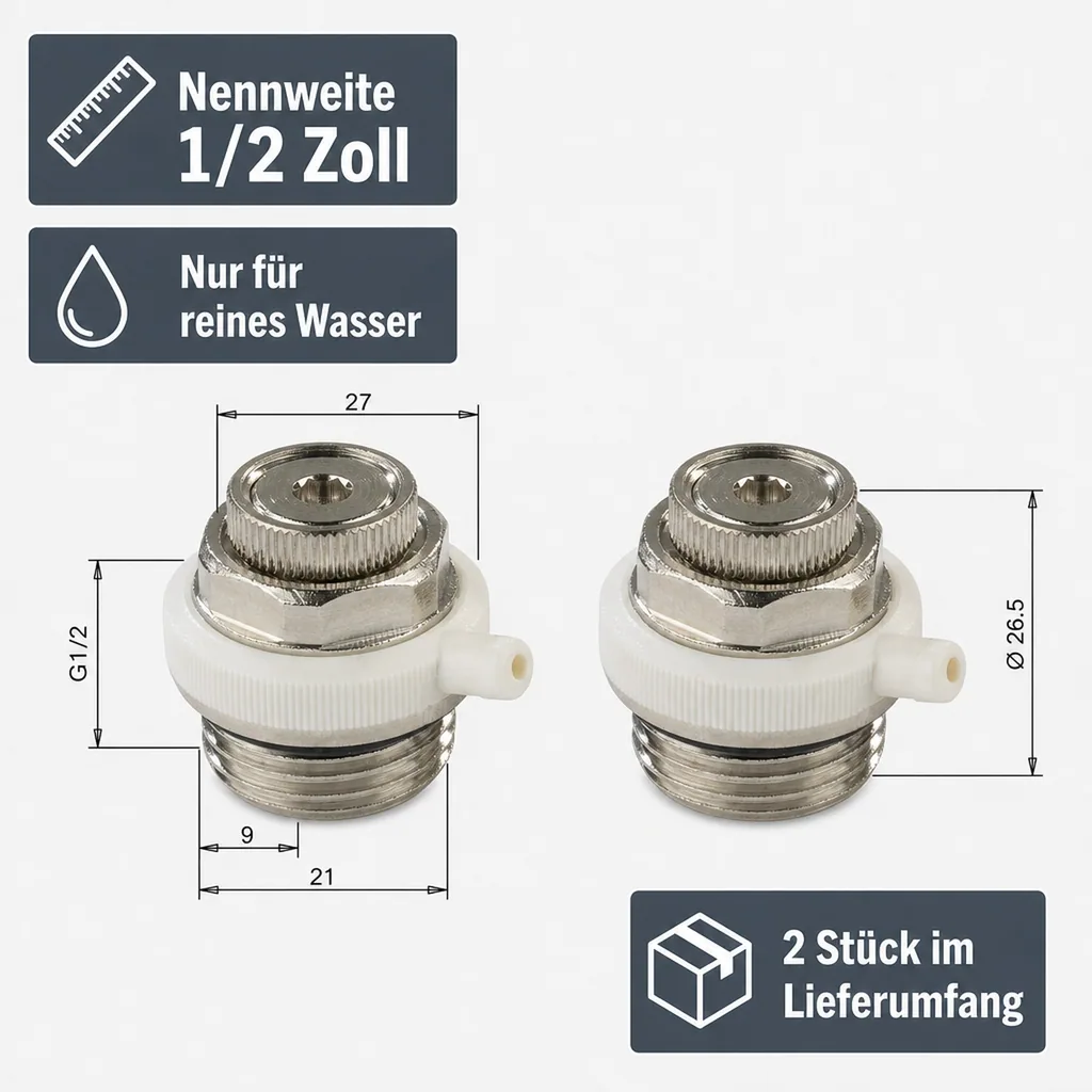 Automatik - Heizkörperentlüfter 1/2 , 2 Stück