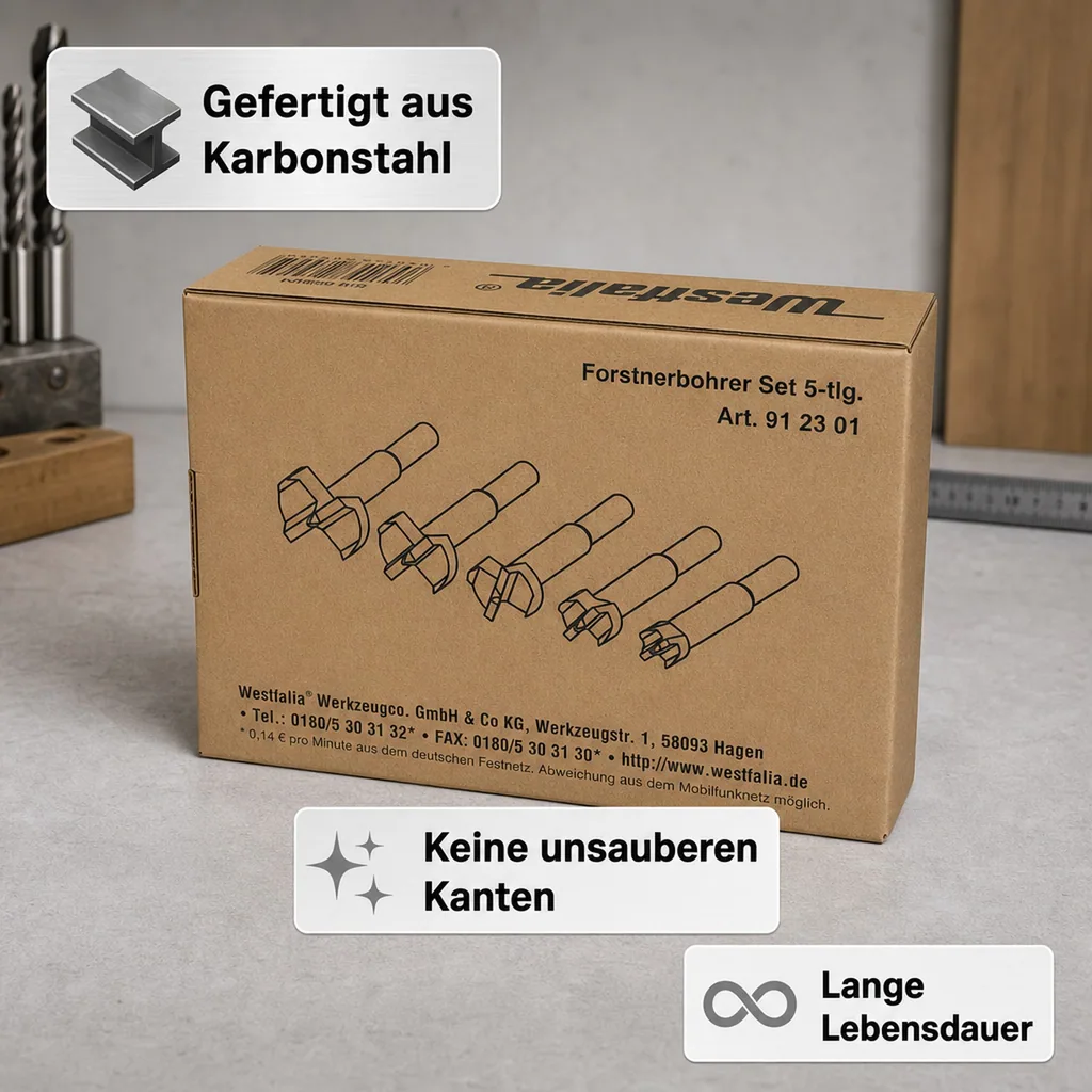 Forstner-Bohrer-Satz 5-teilig (15/ 20/ 25/ 30/ 35 mm)
