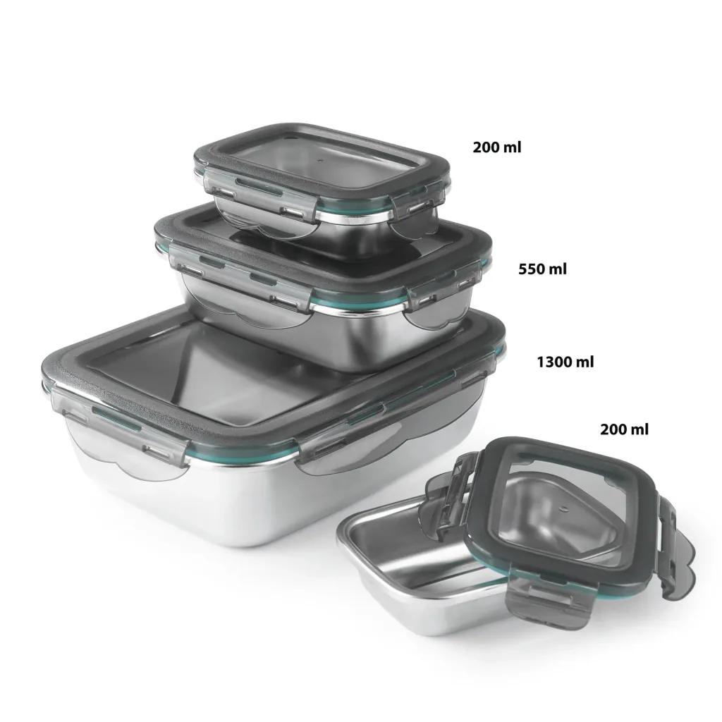 Edelstahl Frischhaltedosen-Set, 8-teilig - Mikrowellengeeignet!