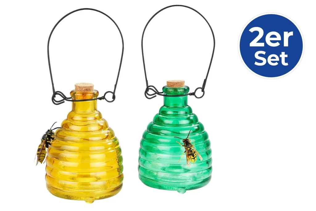 Wespenfalle aus Glas, farbig, 2 Stück