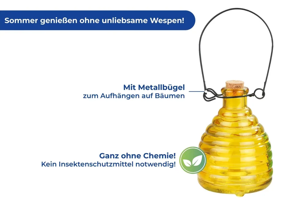 Wespenfalle aus Glas, farbig, 2 Stück