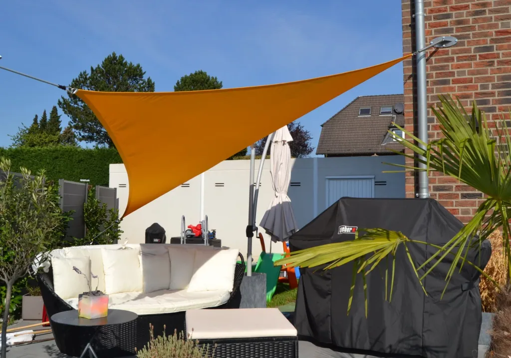 Dreieck-Sonnensegel, wasserabweisend, sonnengelb, 360 x 360 x 360 cm