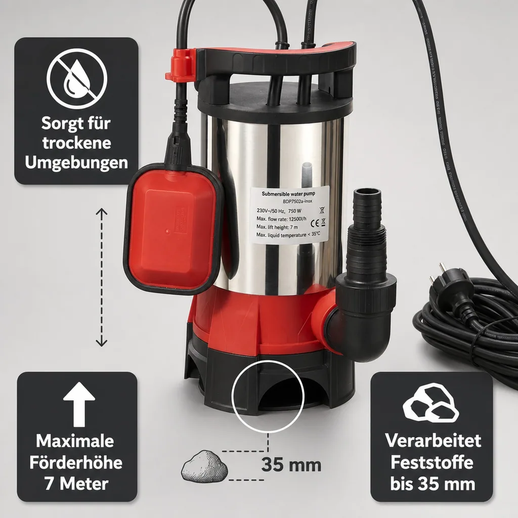 Schmutzwasser-Tauchpumpe STPK750, 750 Watt
