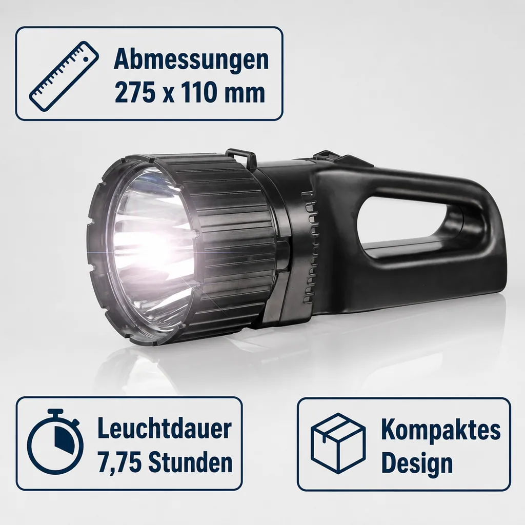 Akku LED Handscheinwerfer mit 5 W Cree LED, 330 Lumen, IP54