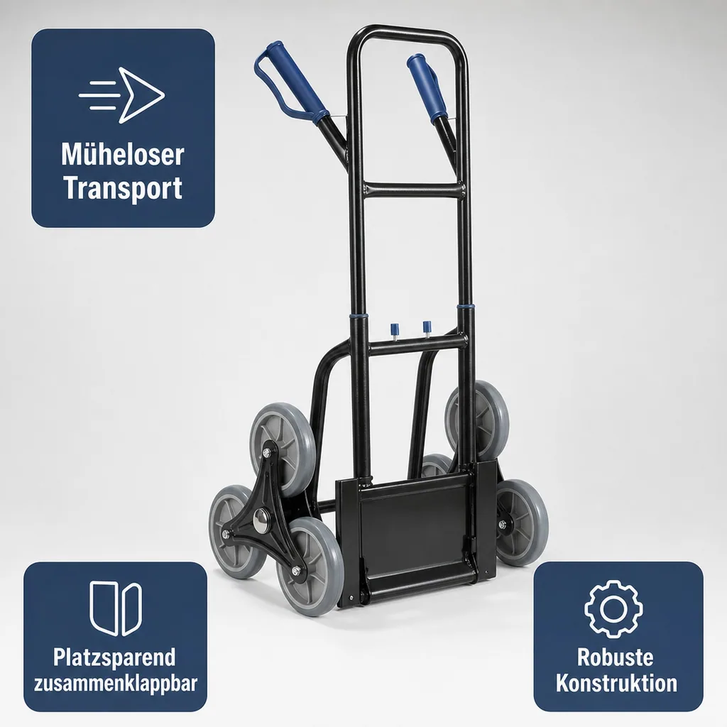 Treppen-Sackkarre klappbar, 120 kg Tragkraft