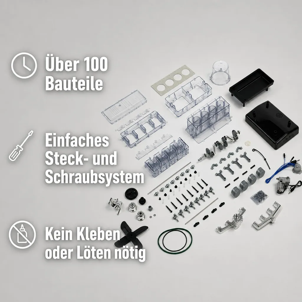 Der große Technikbausatz 4-Zylinder-Motor