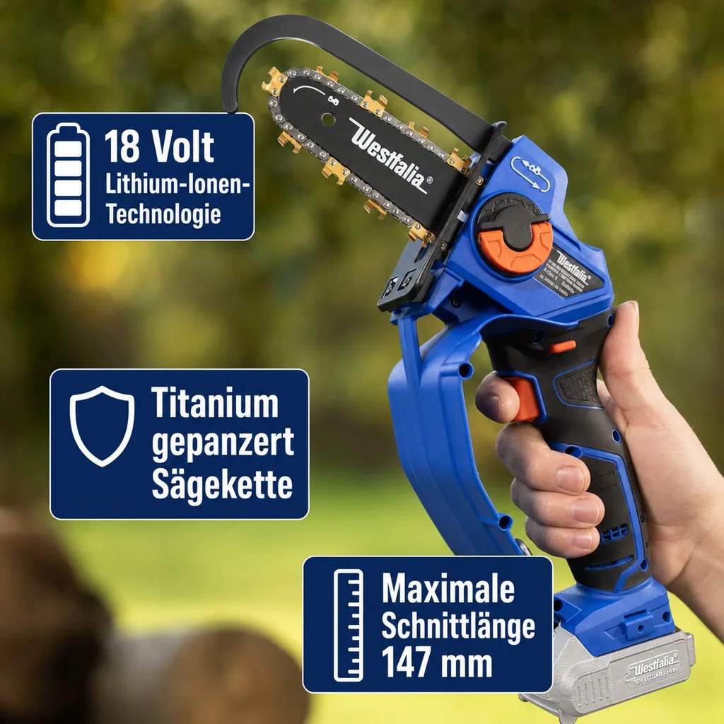 Akku-Einhand-Powersäge, X-SAW PRO, 18 Volt, Li-Ion (Akku, Ladegerät und Verlängerungshandle sind nicht enthalten)