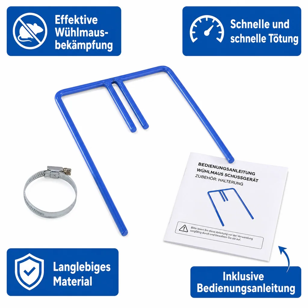 Halter für Wühlmaus Schussgerät zur vertikalen Ausrichtung