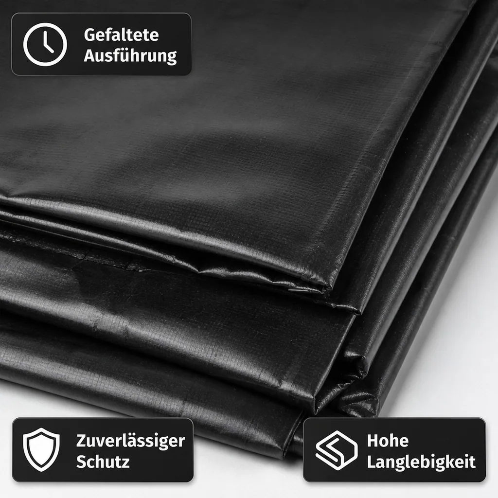 Bauplane, extra schwer, schwarz, gefaltet, 4m x 5m, 20m²