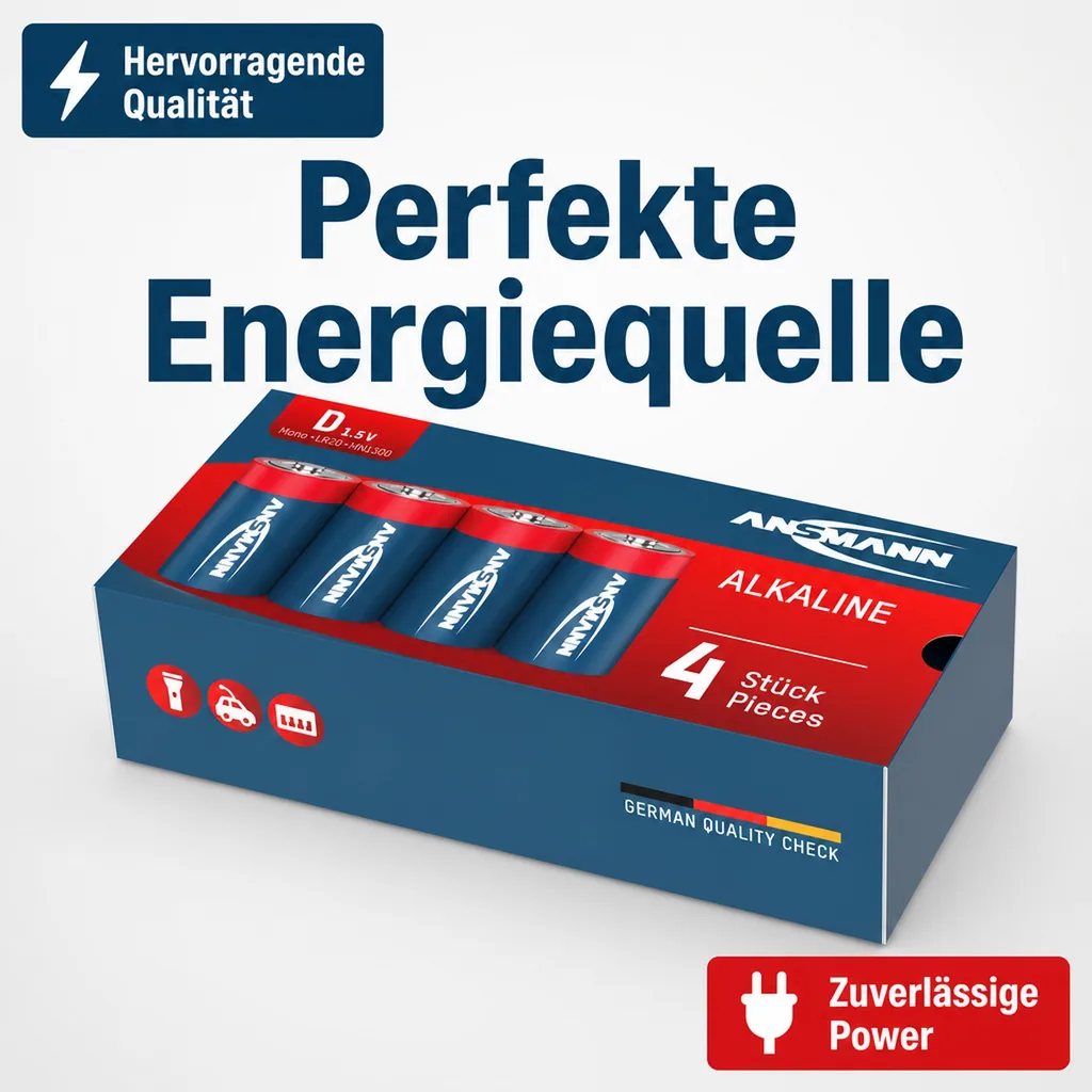 Alkaline Batterie Mono D - 4 Stück