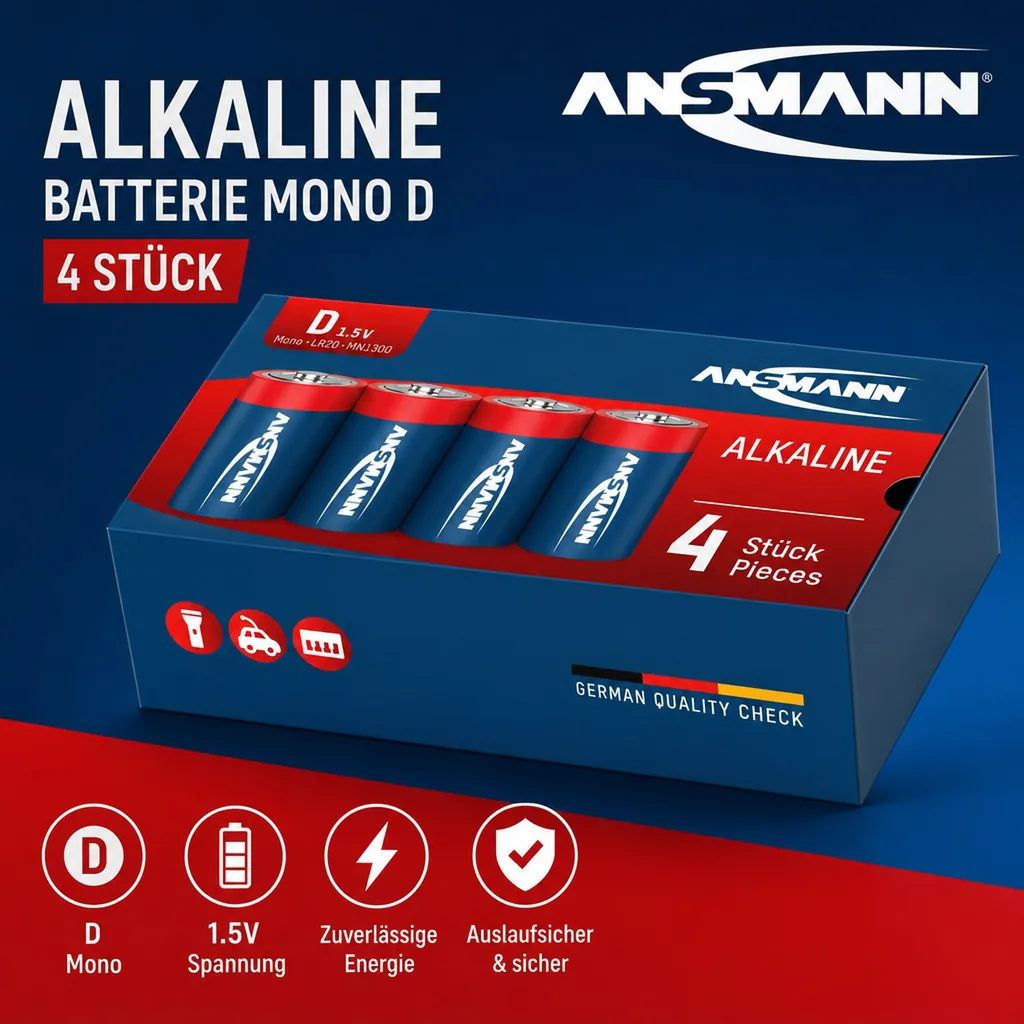Alkaline Batterie Mono D - 4 Stück