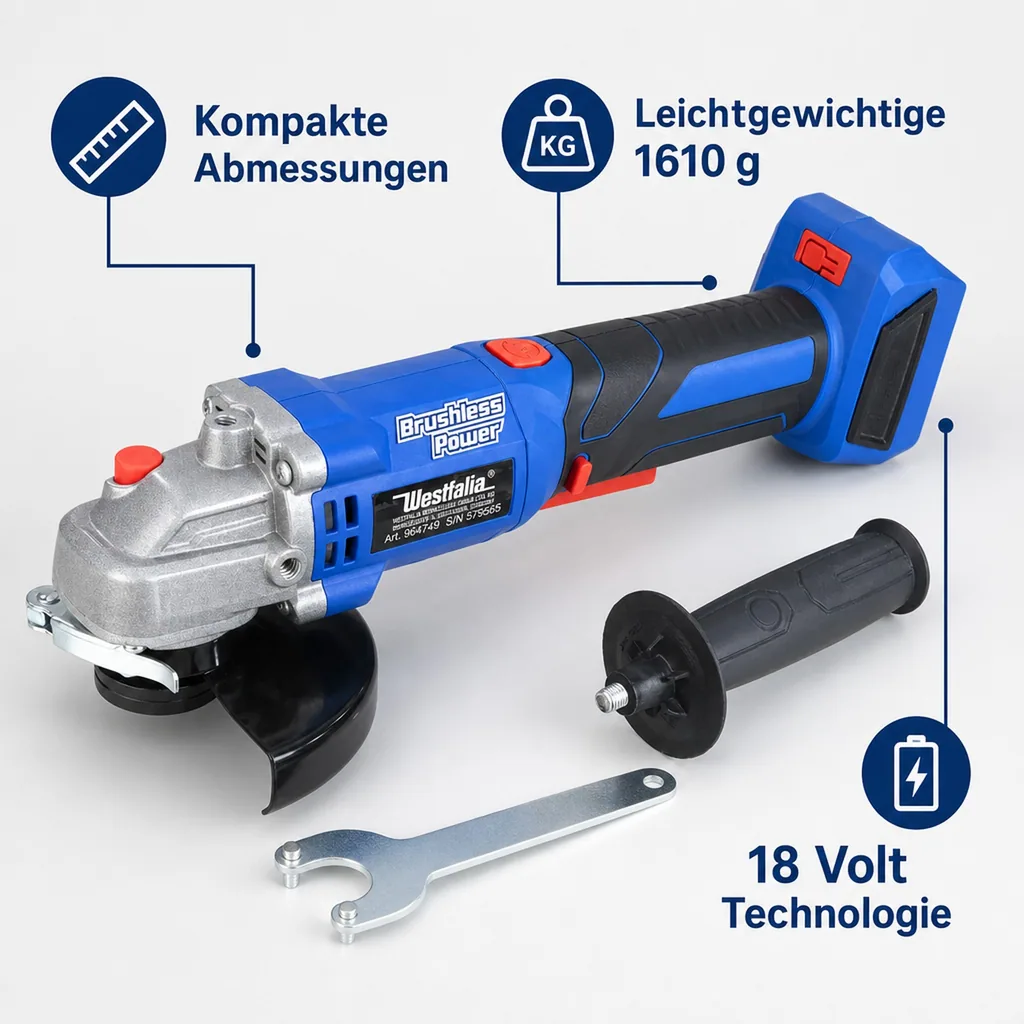 18 V Winkelschleifer BL 125 mm WWSBL 125 (Akku und Ladegerät nicht enthalten)