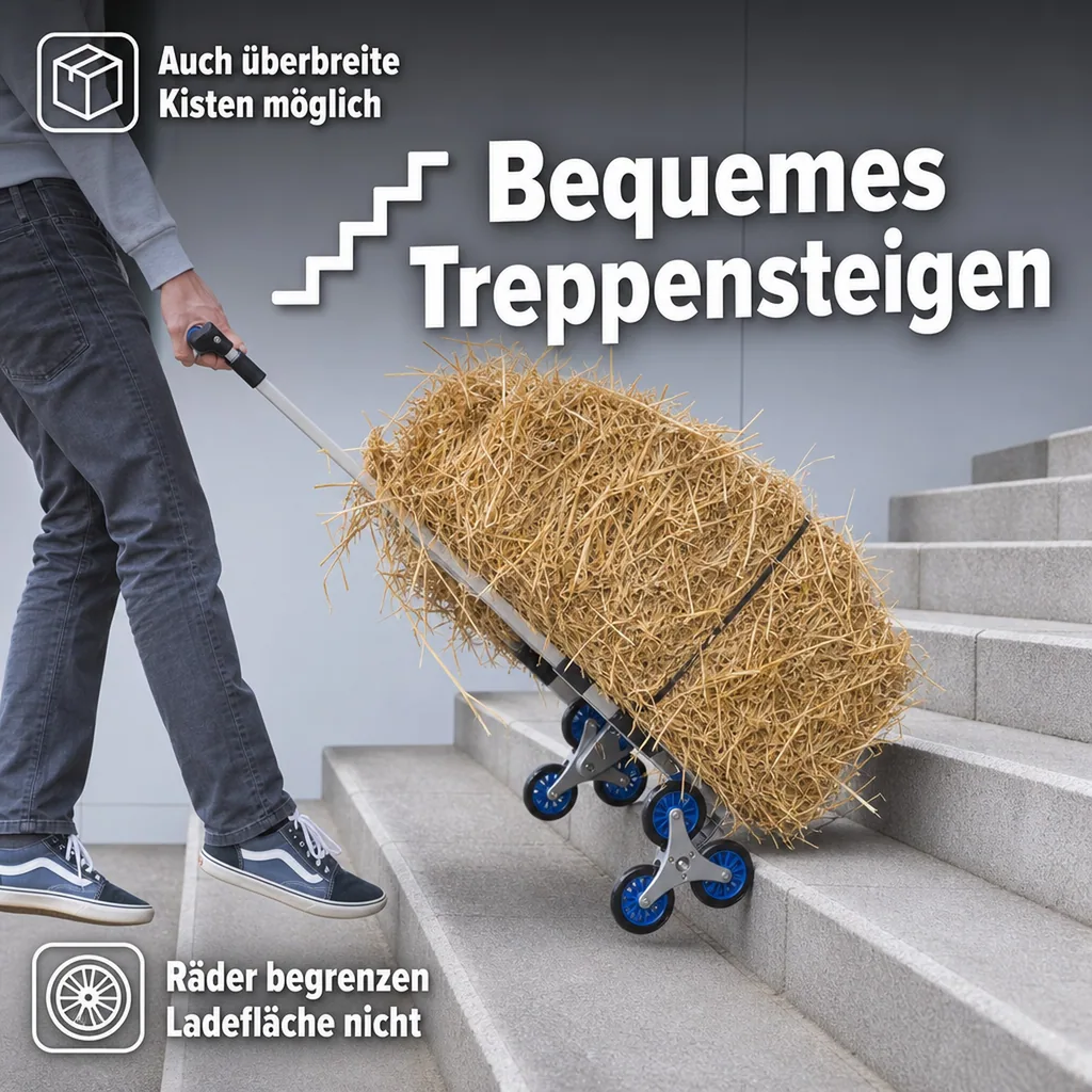 Treppen-Sackkarre, klappbar, 70 kg Tragkraft