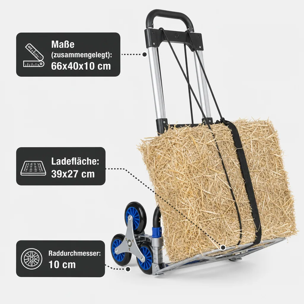 Treppen-Sackkarre, klappbar, 70 kg Tragkraft