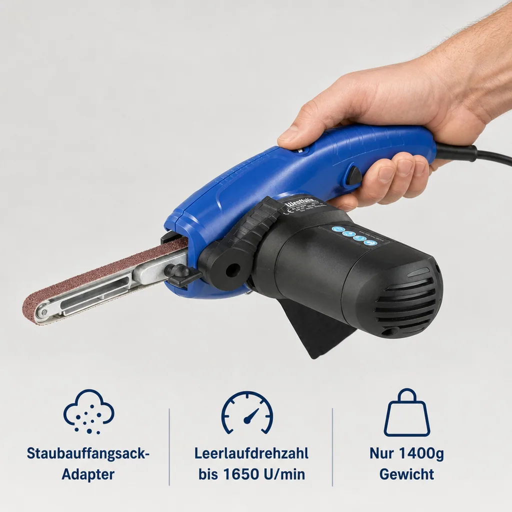 Elektrische Feile 400 W mit 12 Schleifbändern