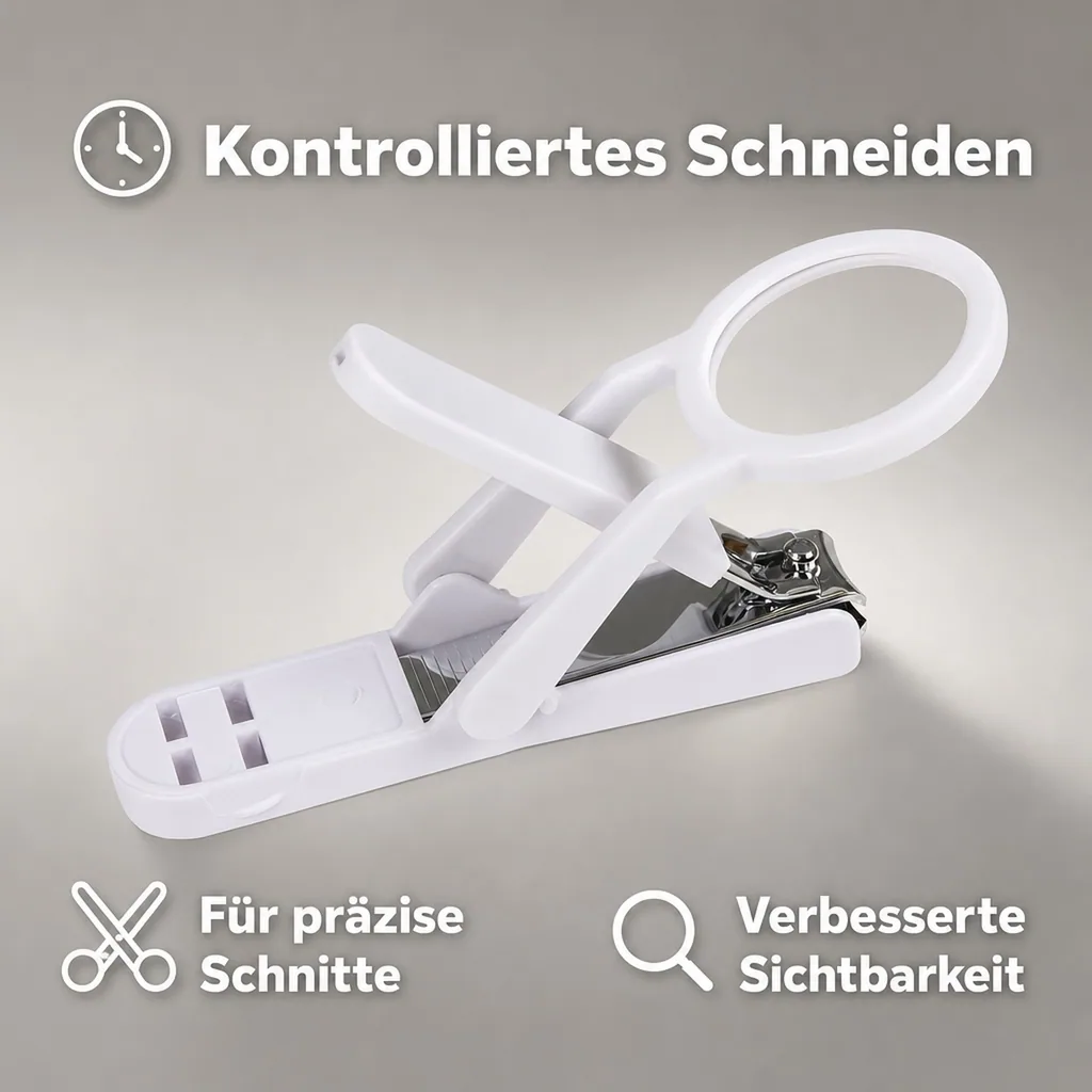 Nagelknipser mit Lupe, weiß
