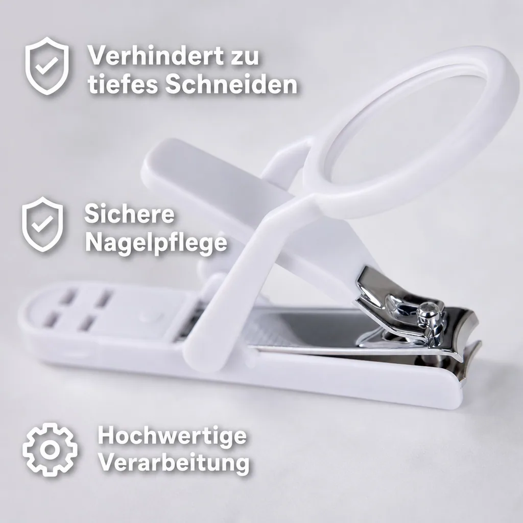 Nagelknipser mit Lupe, weiß