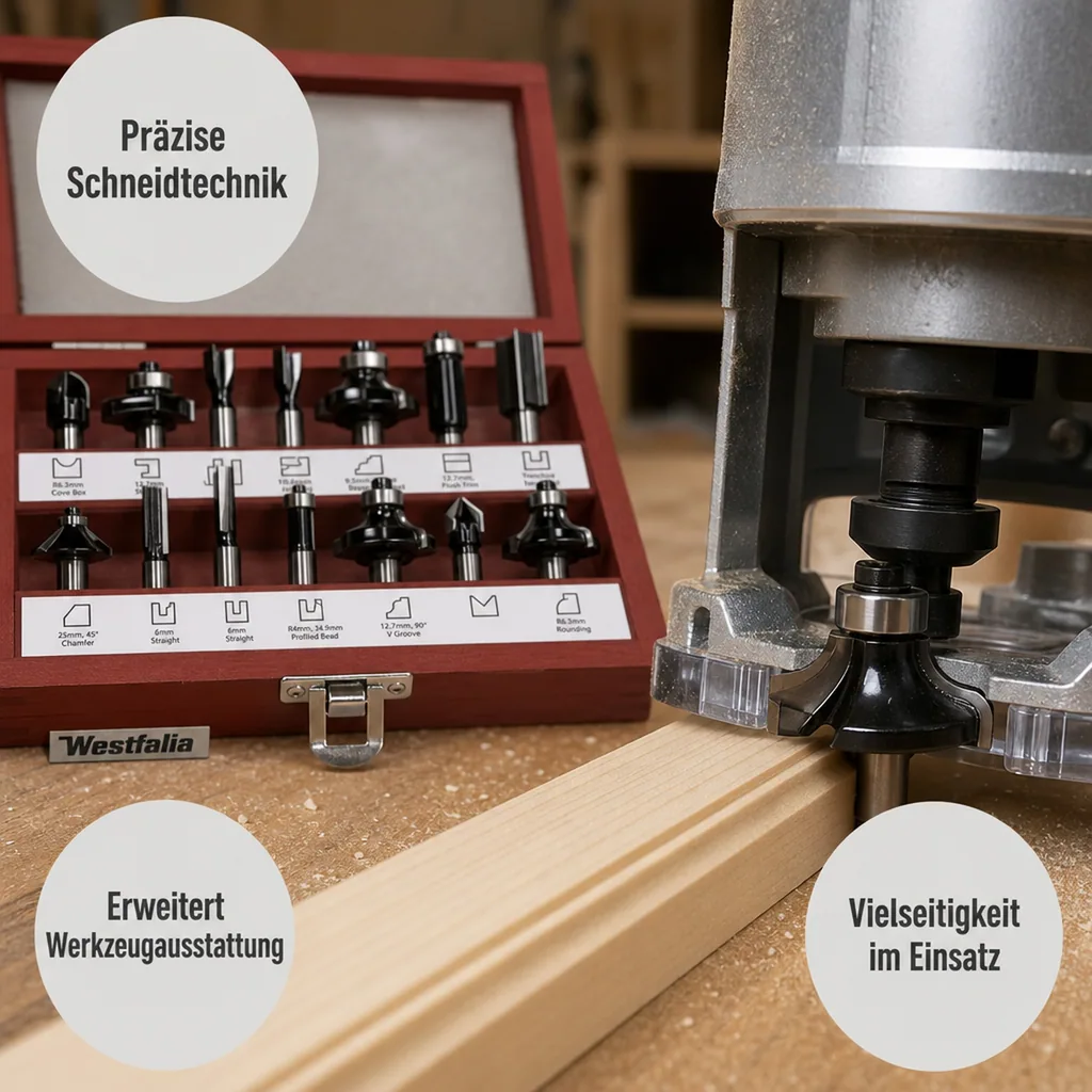 Fräser Satz mit 3 Schneidflächen, 12-teilig, Schaftlänge 42 mm