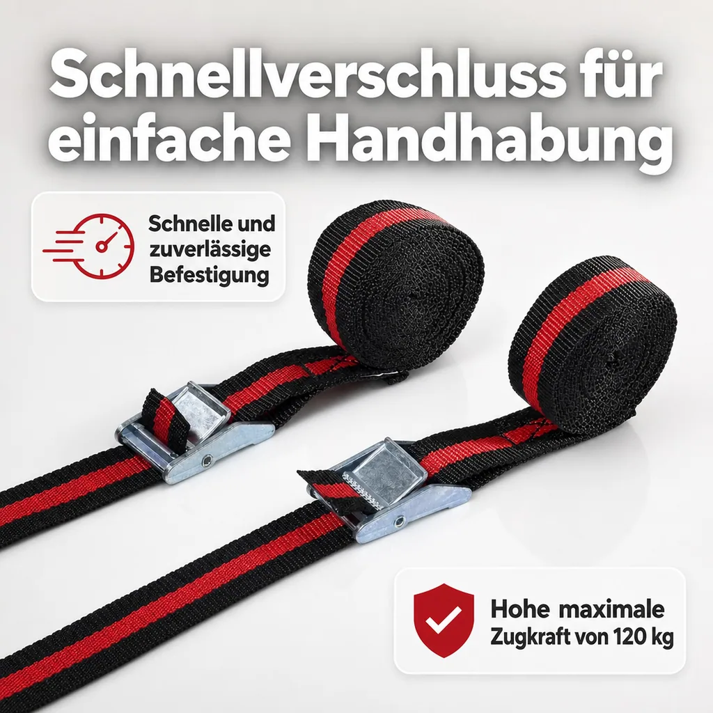 Spanngurte mit Schnellverschluss, 2-teilig, 2,5 m x 25 mm