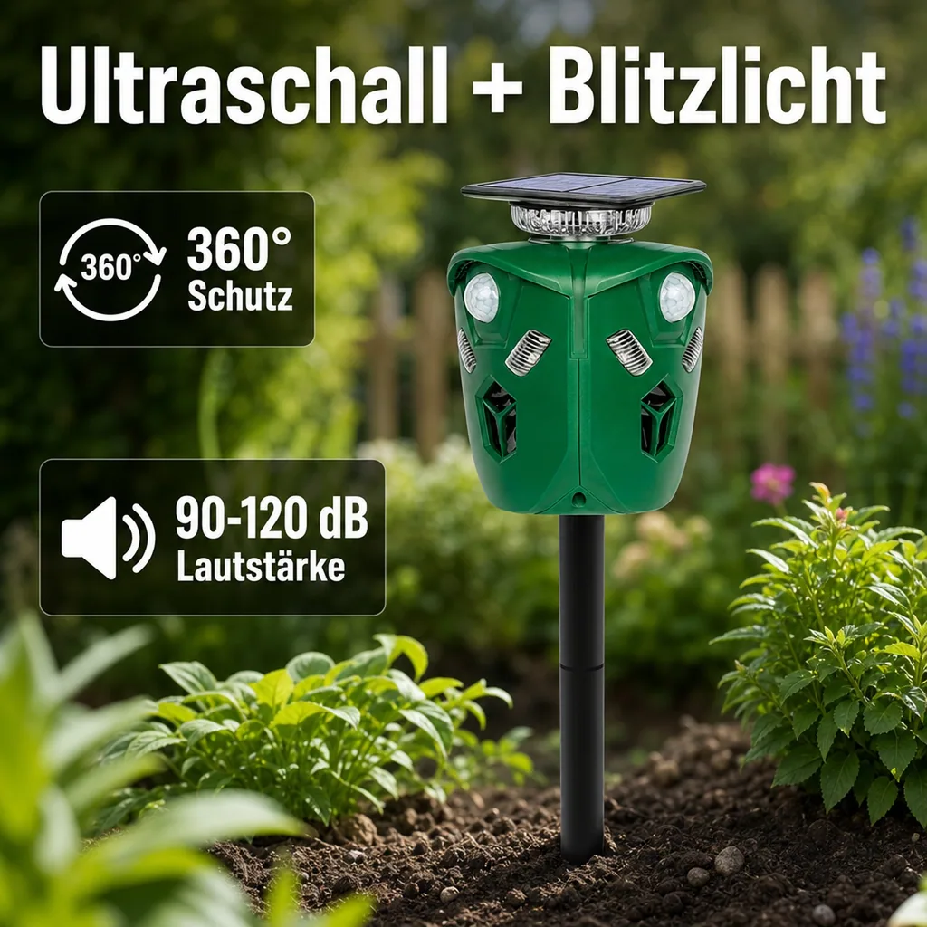 Tierschreck mit Ultraschall + Blitzlicht "360"
