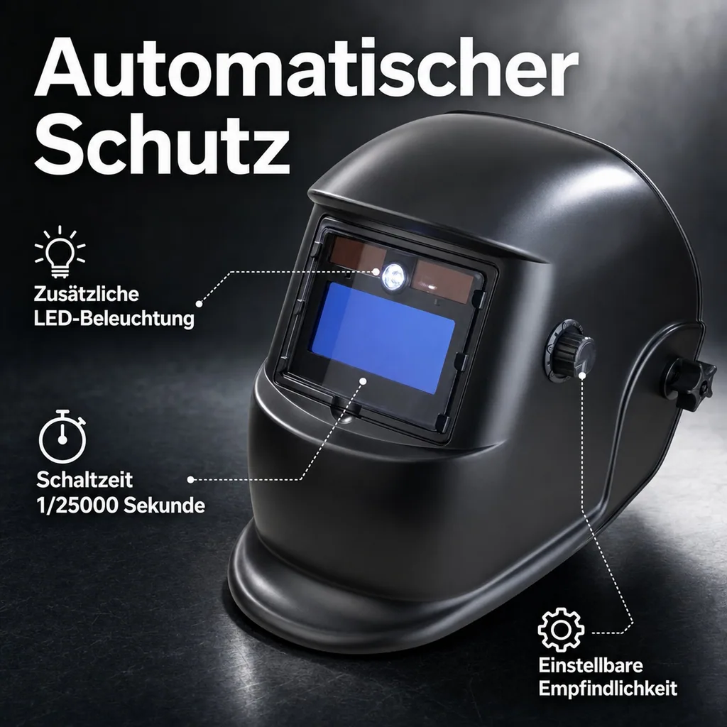 Automatik Schweißhelm mit Zusatz LED