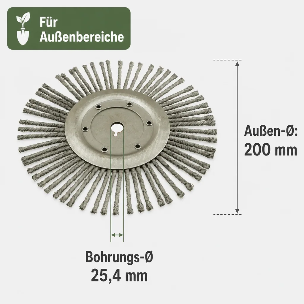 Wildkrautbürste 200 mm, Bohrungs-Ø 25,4 mm