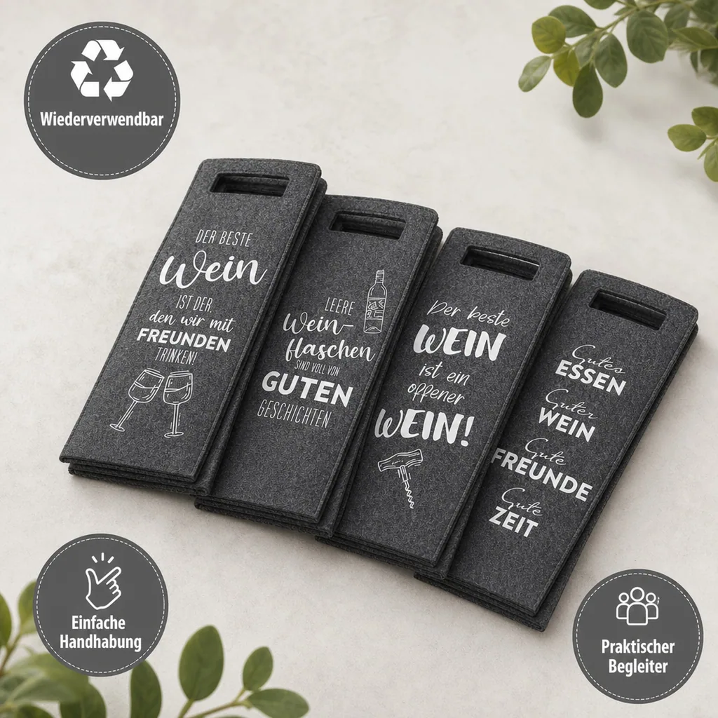 Flaschentasche aus Filz, 4er-Set