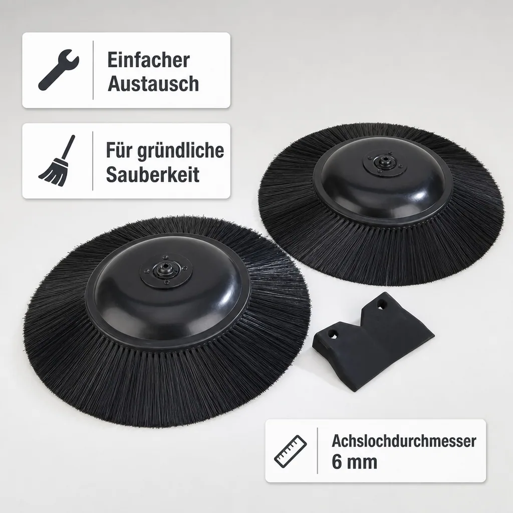 Ersatzteilset für Kehrmaschine, 2 Bürsten + 1 Dichtlippe